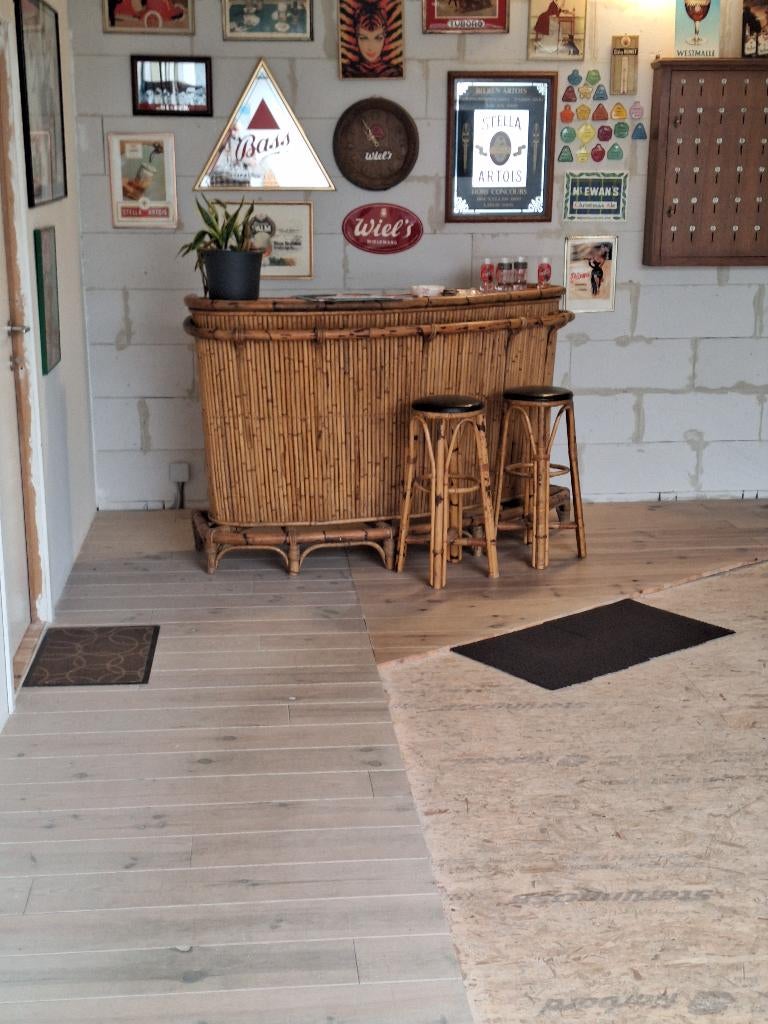 Bar vintage TIKI, Maison & Meubles, Dénudé, Utilisé, Y compris les chaises de bar, Enlèvement