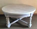 Tafel - ronde salontafel in wit gebeitst hout, Ophalen, Rond, Eikenhout