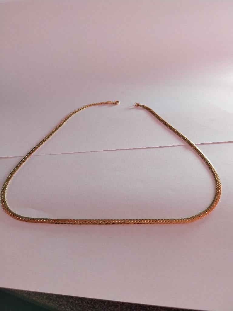 VINTAGE 18K GOUDEN HALSKETTING ITALIAANS GAAS, Ophalen, Verstelbaar, Zo goed als nieuw, Goud