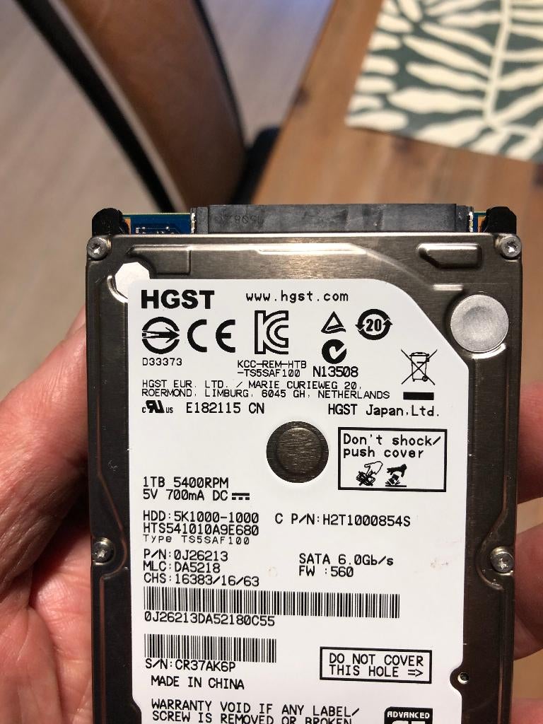 2,5 inch harde schijf van 1000 gigas, Computers en Software, Harde schijven, Ophalen of Verzenden, Zo goed als nieuw, 1000 gigas