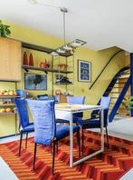 4 Bruynzeel stoelen - Blauw Alcantara -Afhalen 25 tot 31 mei, Maison & Meubles, Chaises, Enlèvement, Utilisé, Métal, Quatre