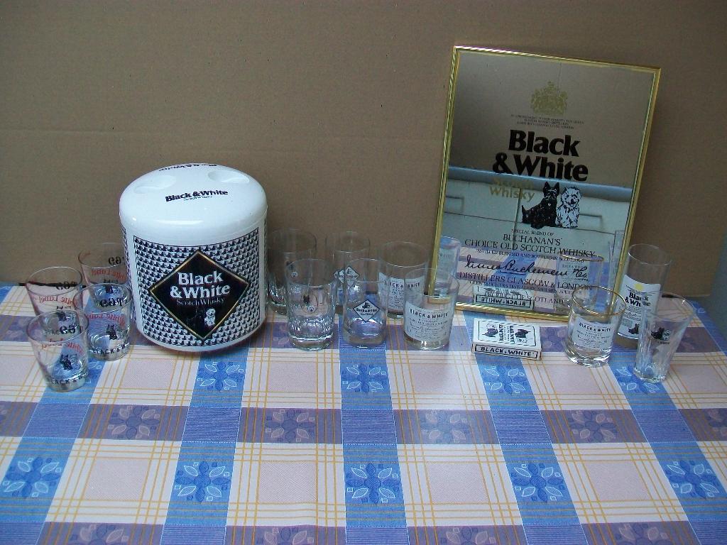 Black & White Whisky - Spiegel Glas Glazen Karaf ijsemmer, Ophalen, Gebruikt, Gebruiksvoorwerp