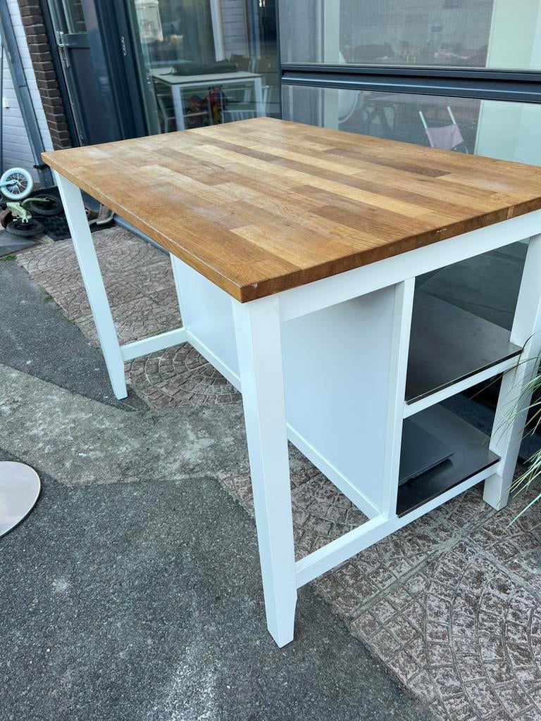 Hoge tafel met opberg ruimte en 2 krukken, Ophalen, Gebruikt