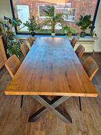 Eettafel massief eik + 6 stoelen, Huis en Inrichting, Ophalen, 200 cm of meer, 50 tot 100 cm, Zo goed als nieuw