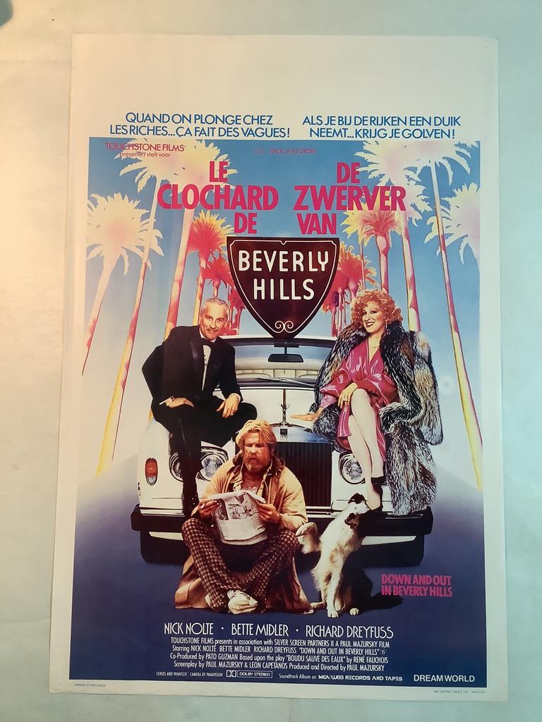 DOWN& OUT IN BEVERLY HILLS  filmposter  36-54 cm, Ophalen of Verzenden