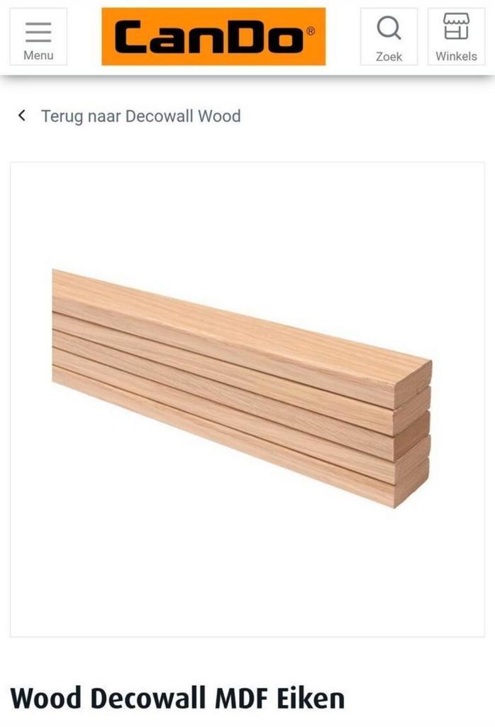 CanDo Decowall houten latten voor lattenwand MDF eik, Bricolage & Construction, Bois & Planches, Neuf, Autres types, Autres essences de bois