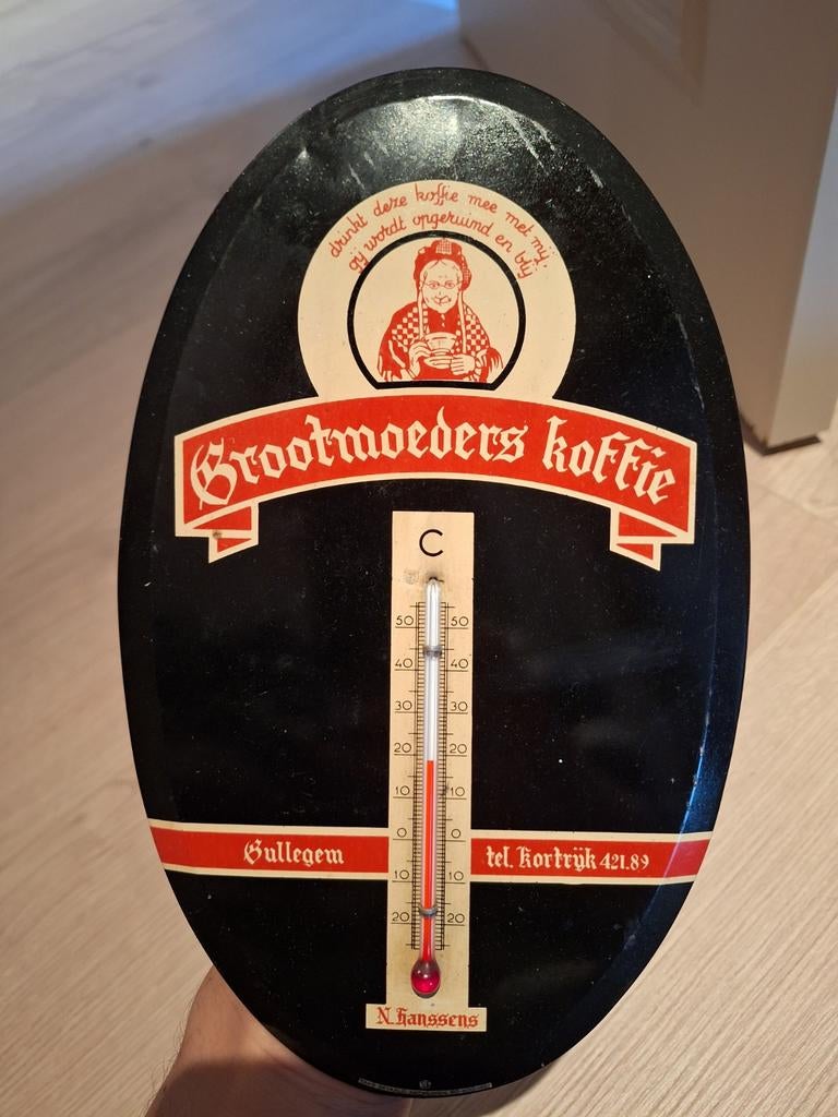 Thermomètre à café de grand-mère Gullegem 1957, Collections, Marques & Objets publicitaires, Enlèvement
