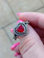 Bague en argent 925 coeur rouge oz blanc 3,37gr Taille 54, Bijoux, Sacs & Beauté, Bagues, Rouge, Enlèvement, Utilisé, Femme
