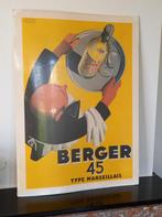 Grand panneau publicitaire en carton BERGER 45, Collections, Enlèvement ou Envoi, Comme neuf, Panneau publicitaire