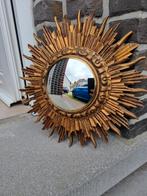 Massief houten vintage zonnespiegel 31cm, twee lagen., Huis en Inrichting, Woonaccessoires | Spiegels, Minder dan 50 cm, Gebruikt