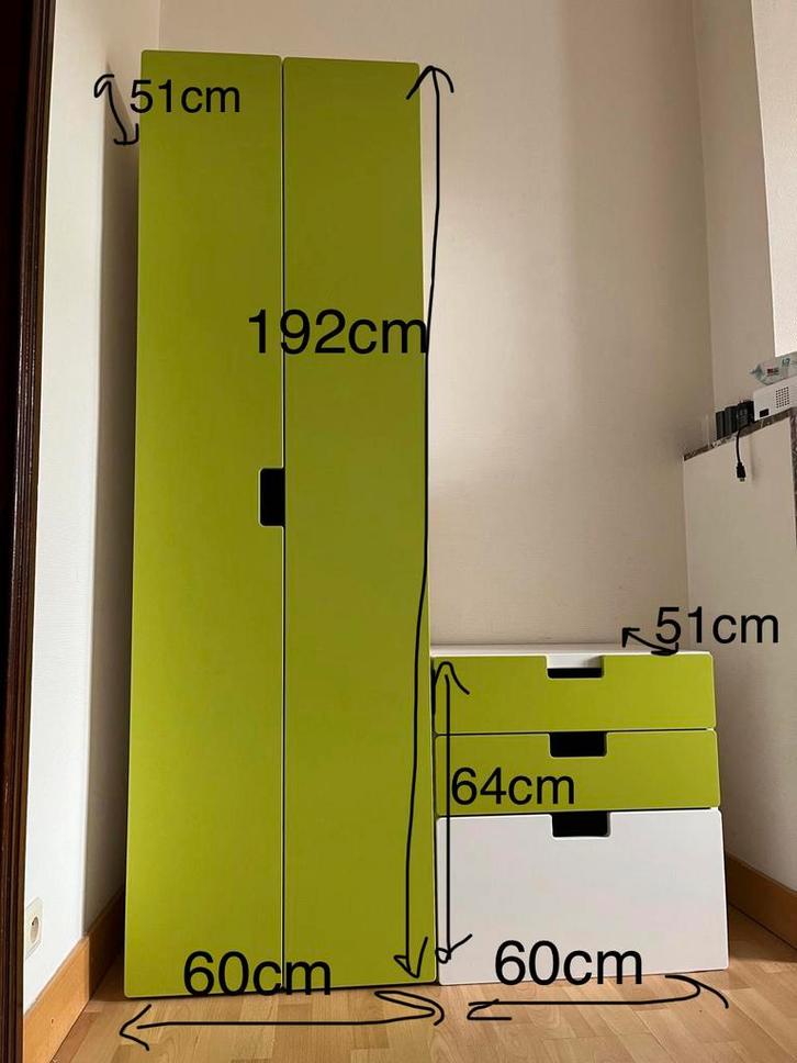 Ensemble meubles ikea vert et blanc, Maison & Meubles, Armoires | Penderies & Garde-robes, Comme neuf, Enlèvement