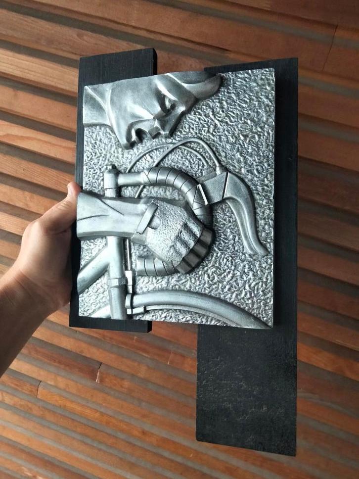 1960s vintage Kubist wandplaque wielrennen cyclist velo, Antiek en Kunst, Curiosa en Brocante, Ophalen of Verzenden