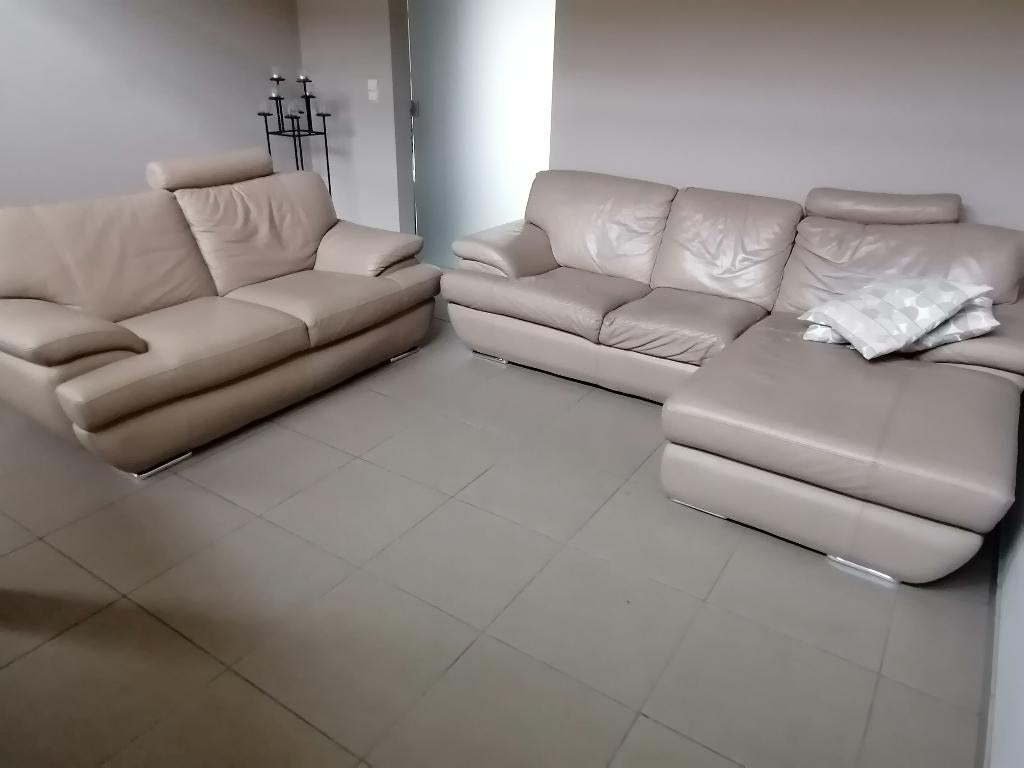 Knusse zithoek, Huis en Inrichting, Zetels | Complete zithoeken, Gebruikt, Leer, Ophalen