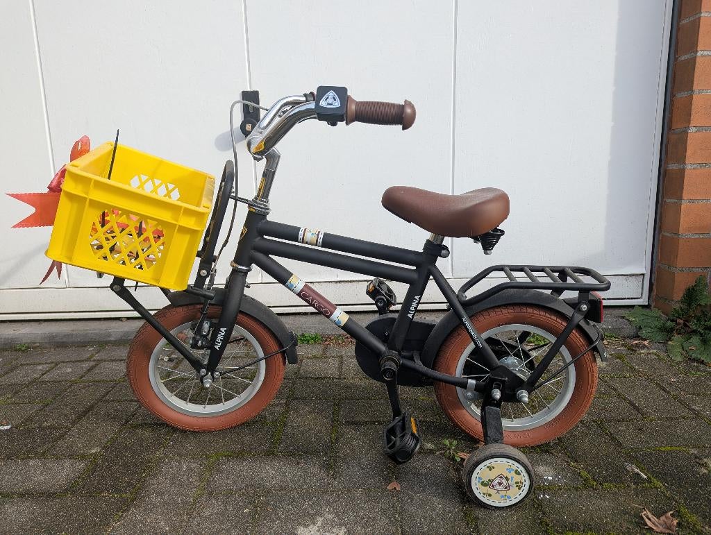 Alpina cargo fiets zwart 16 inch, Fietsen en Brommers, Ophalen, Zijwieltjes, 16 tot 20 inch, Alpina