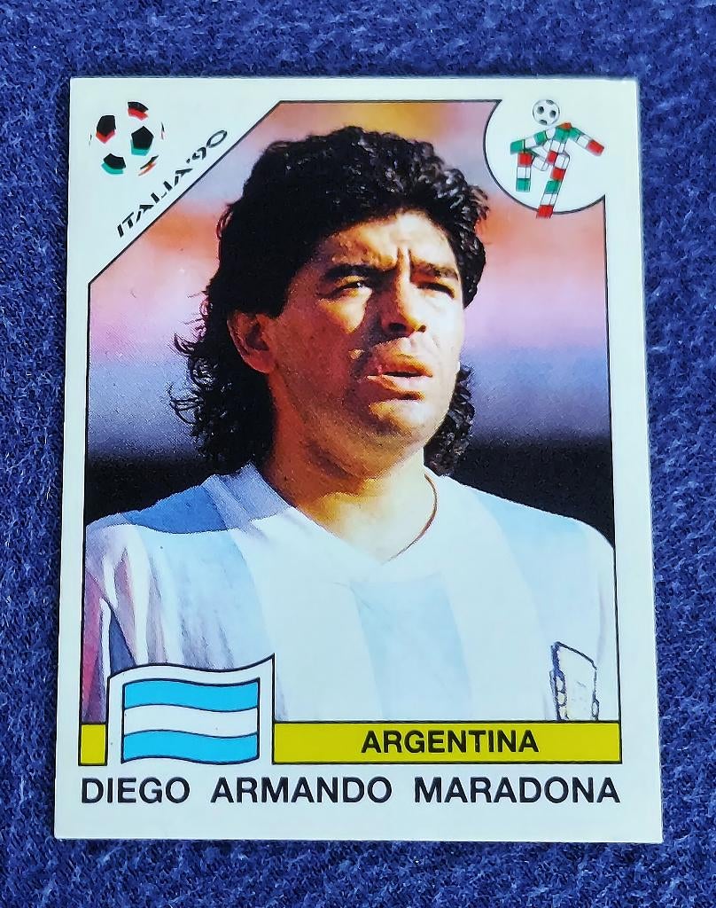 Panini sticker voetbal ' WK 1990 - Diego Maradona ' #128, Collections, Enlèvement ou Envoi, Neuf, Affiche, Image ou Autocollant