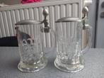 2 pots à bière avec couvercles, Enlèvement ou Envoi, Comme neuf, Verre à bière