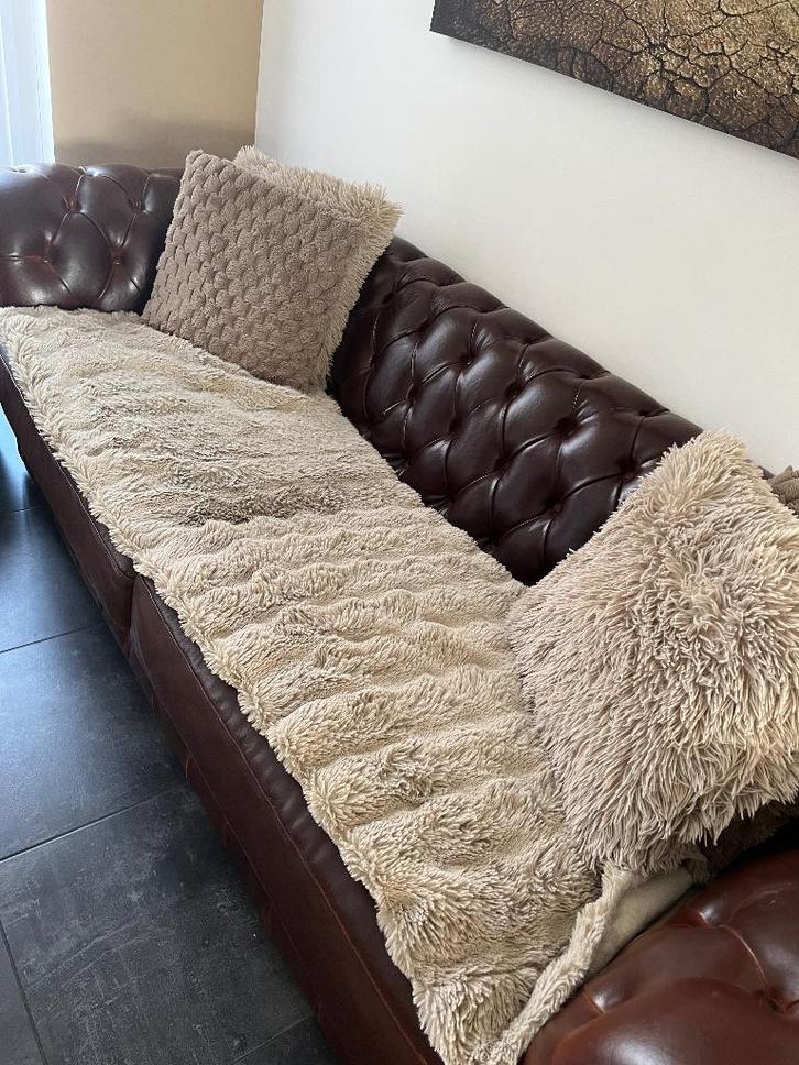 Chesterfild en cuir à donner, Maison & Meubles, Fauteuils, Utilisé, Cuir, 50 à 75 cm, 75 à 100 cm, Enlèvement ou Envoi