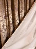 Luxe Gordijnen + Vitrage – Goud Desig, Huis en Inrichting, Ophalen, Zo goed als nieuw, Beige