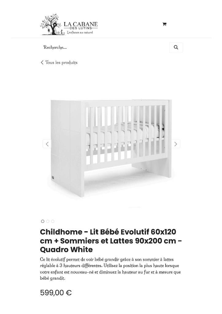 kinder bed CHILDWOOD, Ophalen, Zo goed als nieuw, Minder dan 70 cm, Matras