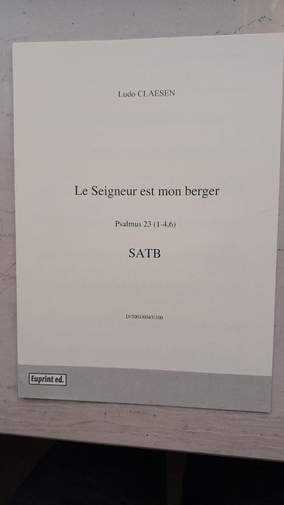Partituur   "Le seigneur est mon berger"   Ludo Claesen, Muziek en Instrumenten, Bladmuziek, Klassiek, Ophalen of Verzenden, Koor