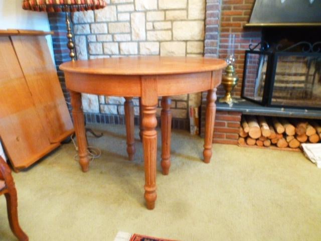 EIKENHOUTEN TAFEL, Huis en Inrichting, Tafels | Eettafels, Ophalen, Ancien ( chêne massif de forme ronde non déployé & ovale ouverte