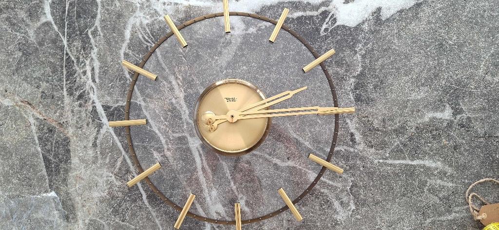 Klok Diehl Electro - grote klok - goud en doorzichtig, Huis en Inrichting, Woonaccessoires | Klokken, Ophalen