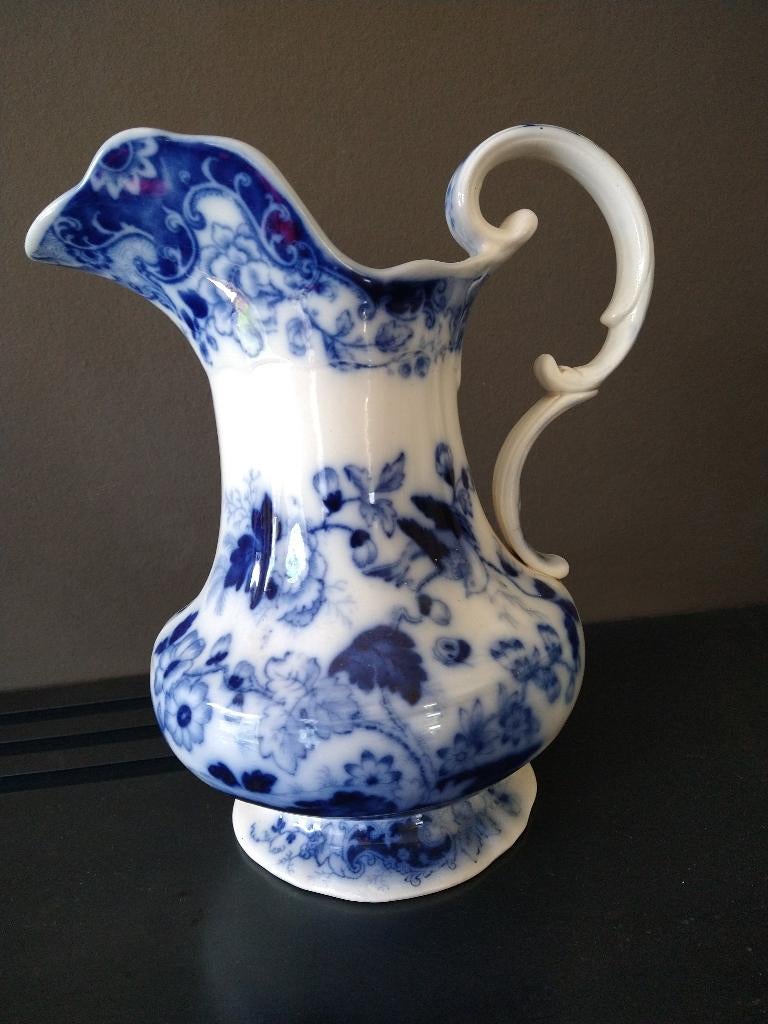 Antieke Flow Blue Kan – Johnson Bros England – ca. 1890, Antiquités & Art, Enlèvement