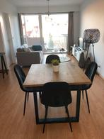 Tafel met 4 zwarte fluwelen stoelen, Quatre personnes, 50 à 100 cm, Carré, Enlèvement