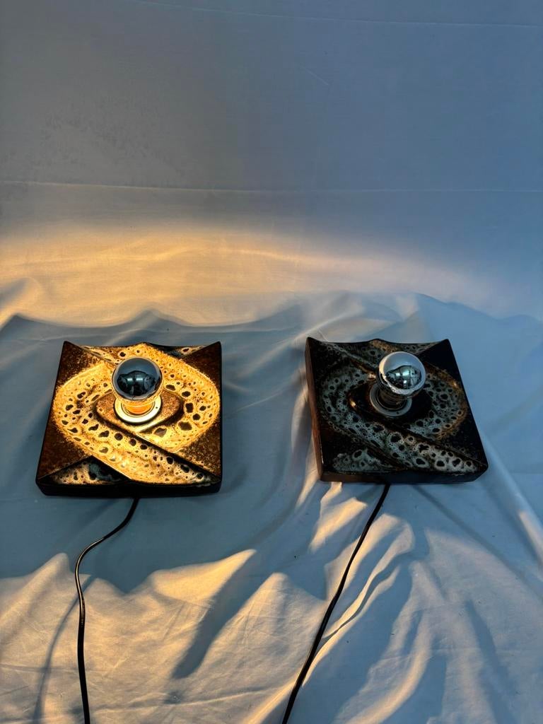 Vintage set keramische fat lava wandlampen PAN Leuchten, Huis en Inrichting, Lampen | Losse lampen, Gebruikt, Ophalen of Verzenden