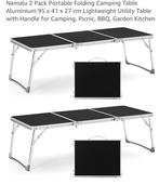 Namalu 2 pc Portable Folding Camping Table 95 x 41 x 27 cm, Caravanes & Camping, Enlèvement, Comme neuf
