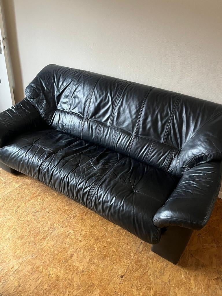 3-zits zwarte leren lounge zonder tafel