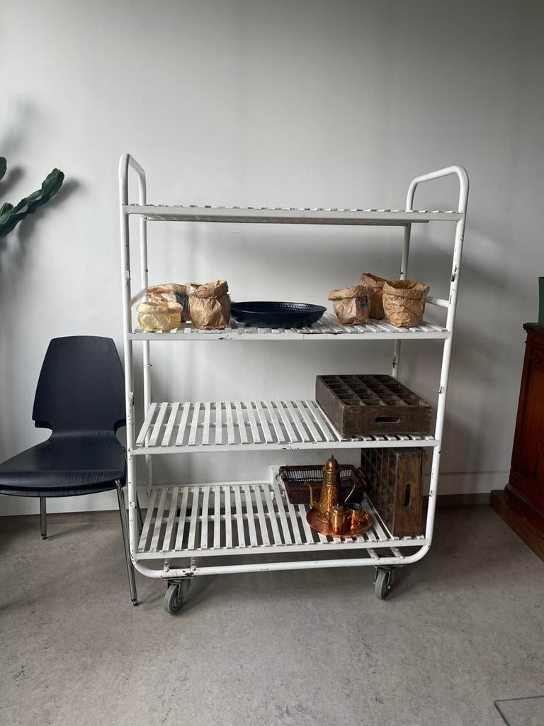 Vintage broodkar rek kast, Ophalen, Gebruikt, Overige houtsoorten