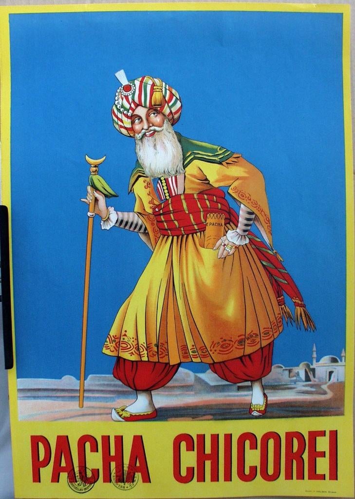 Affiche Art Déco Affiche de chicorée Pacha., Collections, Marques & Objets publicitaires, Comme neuf, Autres types, Enlèvement ou Envoi