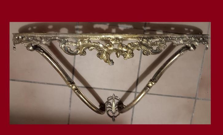 Magnifique console murale bronze et pierre naturel, Antiek en Kunst, Antiek | Spiegels, 50 tot 100 cm, Minder dan 100 cm, Overige vormen