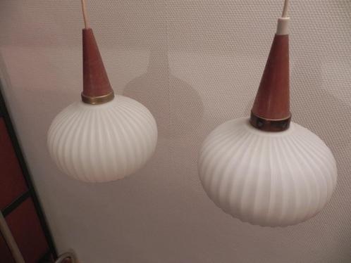 2 Mid Century hanglampen, Maison & Meubles, Lampes | Suspensions, Enlèvement ou Envoi