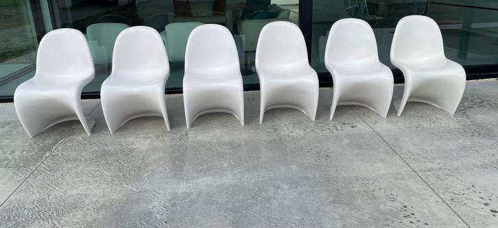 Vintage design Panton chair set van 6, Huis en Inrichting, Stoelen, Zo goed als nieuw, Vijf, Zes of meer stoelen, Kunststof, Wit