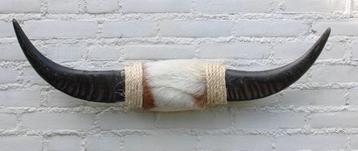 Texas style BULLBAR- 84 cm - afgewerkt met koeienvel en touw beschikbaar voor biedingen