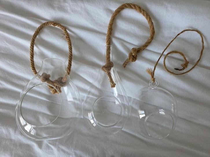 Glazen hangers met touw, Huis en Inrichting, Woonaccessoires | Overige, Gebruikt, Ophalen of Verzenden