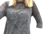 pull en maille fine pour femme avec empiecement en tulle bro, Comme neuf, Manches courtes, Brun, Pimkie