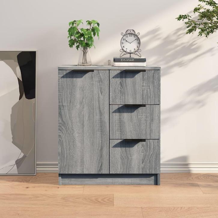 Dressoir 60x30x70 cm bewerkt hout grijs sonoma eiken, Huis en Inrichting, Zitzakken, Nieuw, Grijs, Verzenden