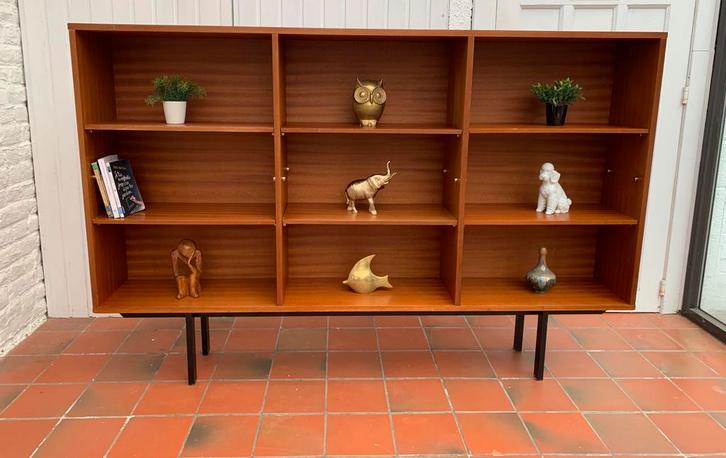 Vintage Meurop teakhouten boekenkast/dressoir, Huis en Inrichting, Kasten | Vitrinekasten, Gebruikt, Teakhout, Ophalen