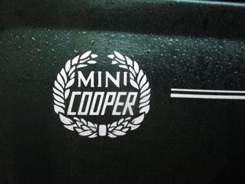 "Mini Cooper" laurel, sticker ,zijkant WIT- CLASSIC MINI ea., Auto-onderdelen, Ophalen, Nieuw, Voor, Rover