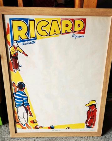 Ricard pétanque oude officiële advertentie affiche in frame  beschikbaar voor biedingen