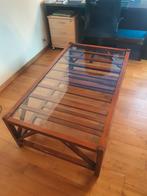 Table de salon en bois avec vitre en verre, Maison & Meubles, 100 à 150 cm, Moins de 50 cm, Enlèvement, Utilisé