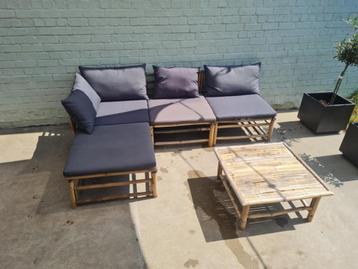 Bamboe loungeset, Ophalen, 3 zitplaatsen, Bank, Zo goed als nieuw