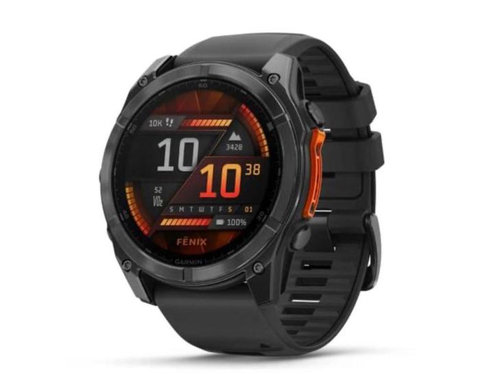 Garmin Fenix 8 47mm / 51mm AMOLED SlateGray Steel NIEUW, Bijoux, Sacs & Beauté, Montres de sport, Neuf, Noir, Distance, Bandage calorique