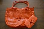 Grote tas en portemonnee met bloem oranje, Handtassen en Accessoires, Tassen | Damestassen, Ophalen of Verzenden, Gebruikt, Oranje