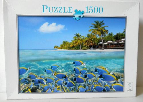 Puzzel met exotische vissen en strand  1000 st., Hobby en Vrije tijd, Denksport en Puzzels, Zo goed als nieuw, Legpuzzel, 500 t/m 1500 stukjes