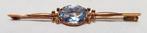 Barette 18 kt aquamarijn juweel vintage., Handtassen en Accessoires, Antieke sieraden, Ophalen of Verzenden, Goud, Broche