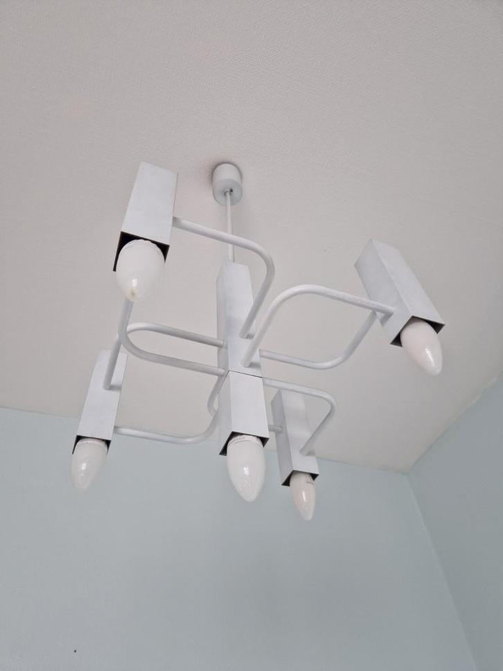 Plafondlamp 5 lampjes – wit, Huis en Inrichting, Lampen | Plafondlampen, Zo goed als nieuw, Ophalen